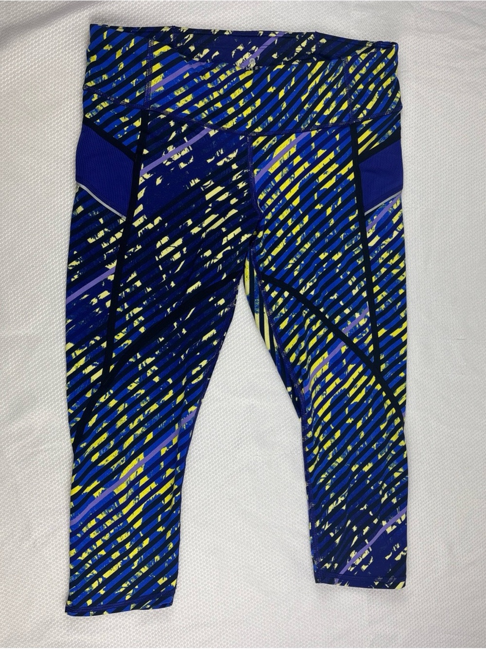 Athleta Capri Leggings Small Petite Yellow Blue Purple Compression Gym Active